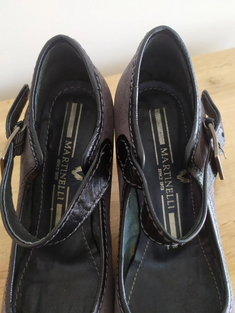 Elegant Martinelli Sapatos de Salto em Camurça Cinza Pele Tamanho 36 Pulseira – photo 11